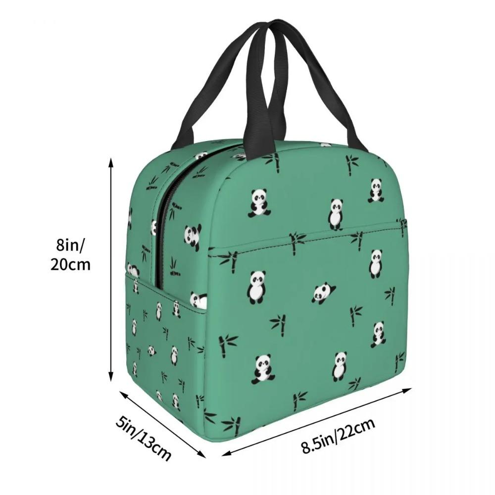 Cartoon Panda And Bamboo Pattern Insulated Lunch Bag for Women Kids Leakproof Food Boxes Thermal Lunch Box Tote