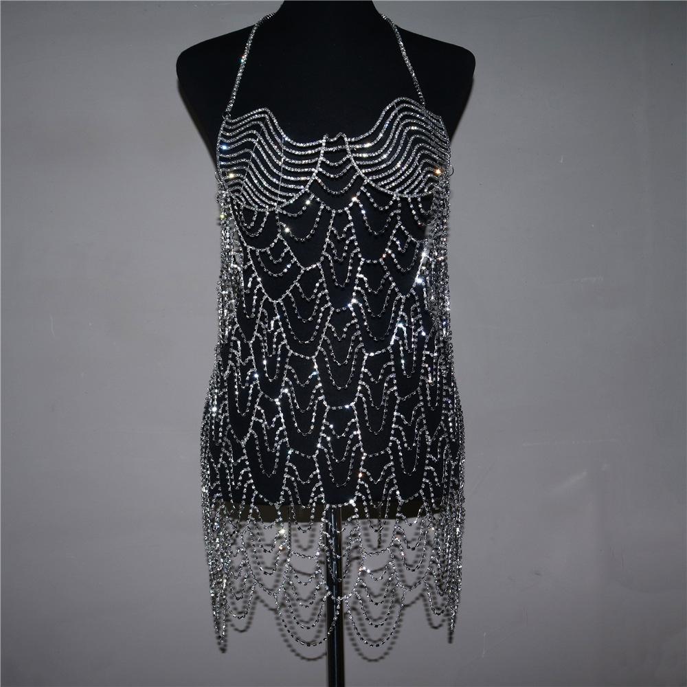 New Multi-Layer Rhinestone Dress Nightclub Sexy Beach Bikini Chest Chain European Beautiful Woman Body Chain