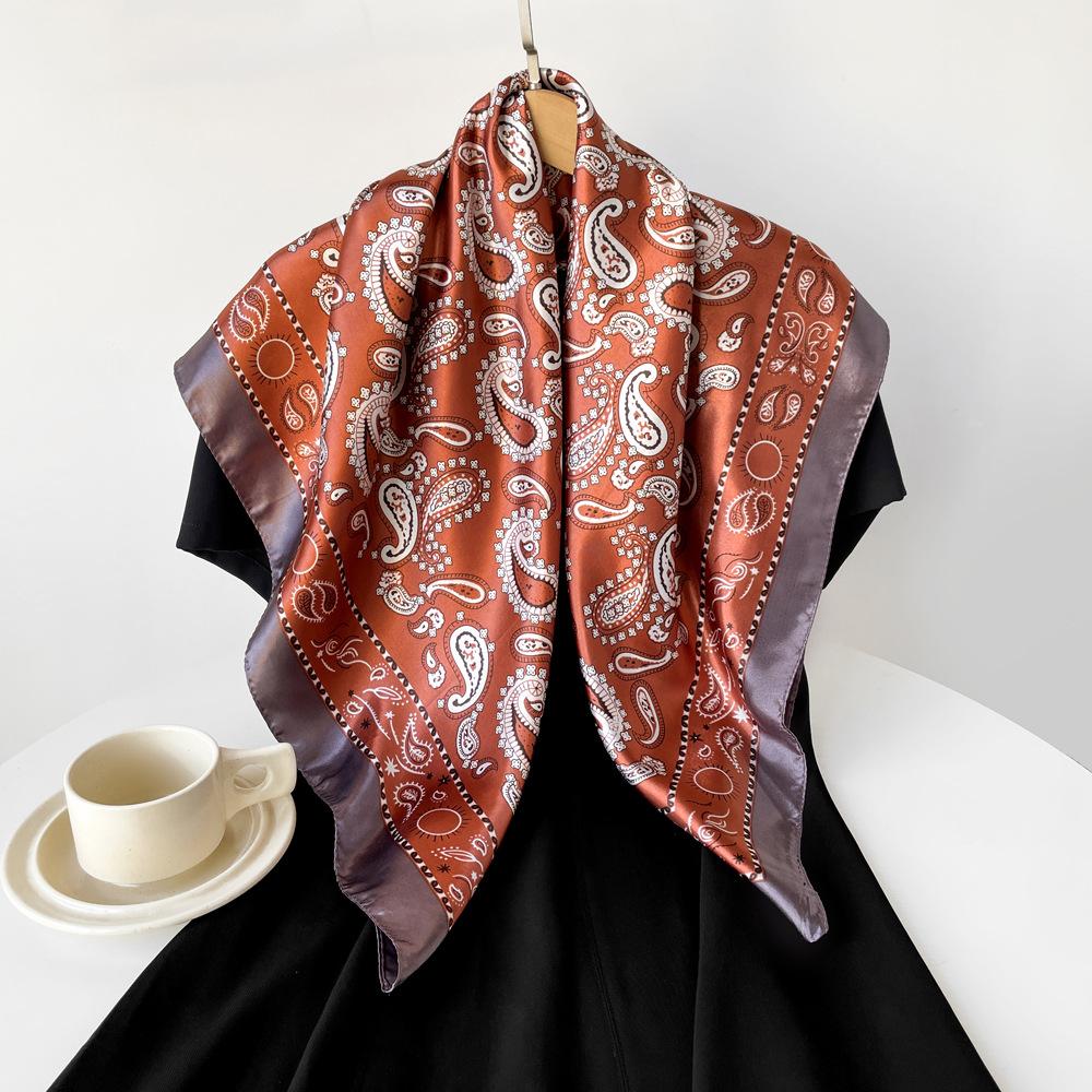 New Silk Scarf Ladies Cashew Printed Wrap Scarf Satin Scarf Satin Scarf Satin Large Square Scarf Shawl