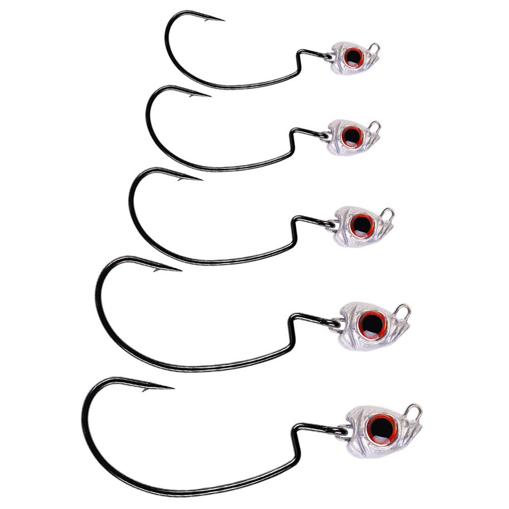 5pcs/ Texas Eye Finesse Jig Heads Wide Gap Hook for soft bait with big eyes Antihanging Bass Fishing Tackle Accessorize