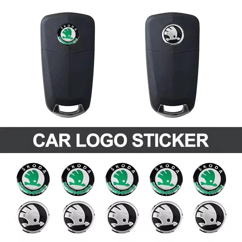 Uljcp0 10mm Adesivo per Chiave Auto con Telecomando Emblema in Alluminio Decalcomania Per Skoda Enyaq A7 Octavia Kodiaq Fabia Superb Rapid Kamiq Karoq Derivati Yeti
