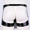 Mens PVC Zip Pouch Backless Briefs Wet Look Lingerie Trunks Shorts Gay Male Funny Open Back Jockstrap Open Butt Panties