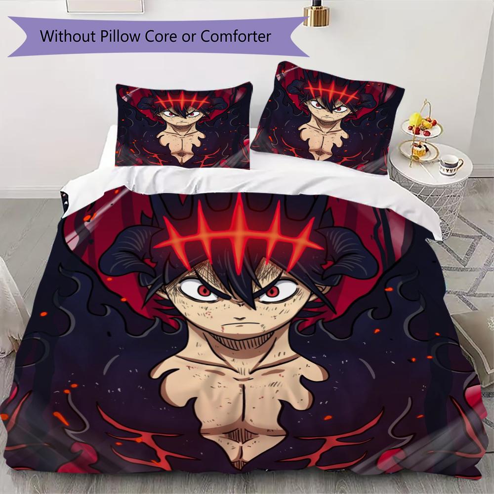 

Black Clover Pattern Bedding uilt Set uilt Cover Pillowcase Home Decoration Birthday Gift (1 * duvet cover + 2 * pillowcase without core) 135x200cm