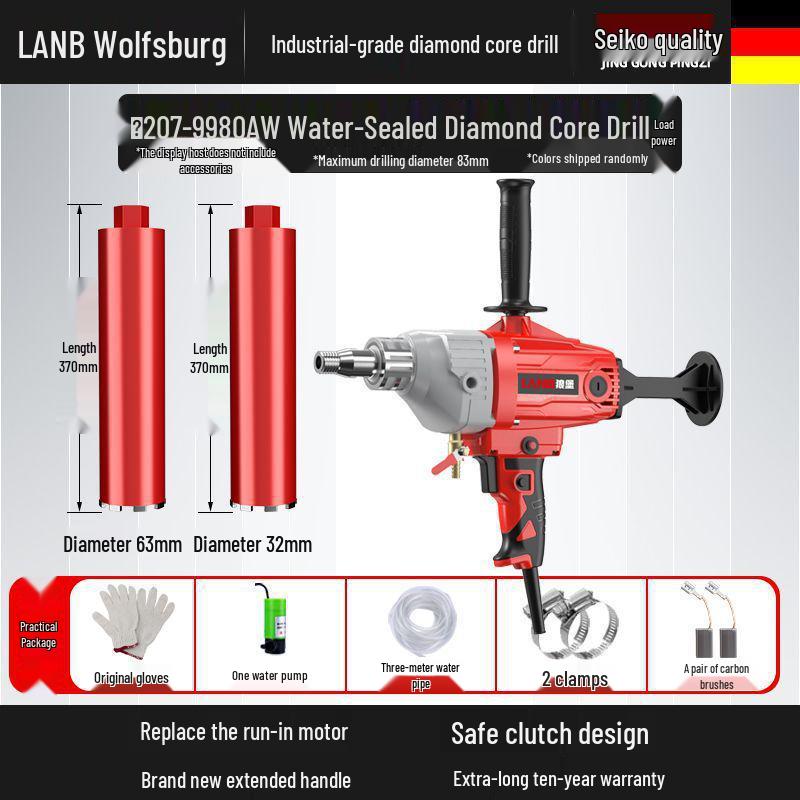 Diamantkern-Betonbohrer & Ständer – Handgehaltener Nass-/Trockenlochbohrer mit Wasserbohrermischer