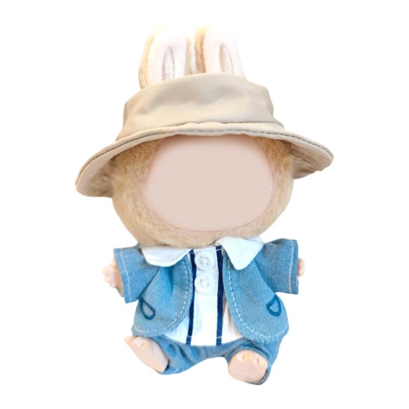 Doll Outfit Set Suspender and Hat For 15cm Figure Doll Soft Polyester Doll Overalls Matching Hat Doll Display Clothing