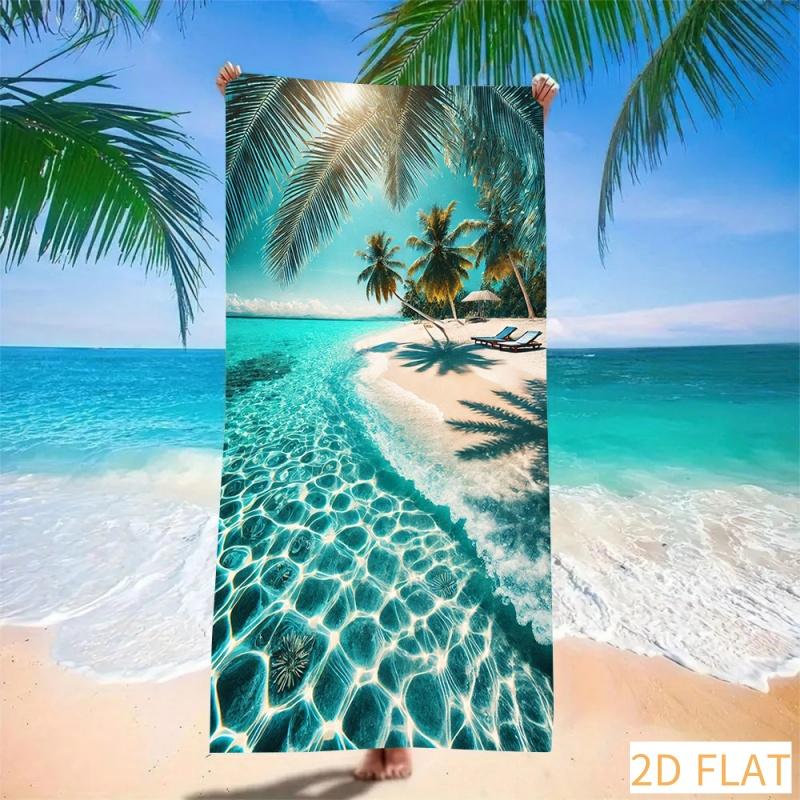 Jmg Household Supplies Tropical Beach Towel - Super Absorbent Quick Dry Microfiber With Palm Tree Soft Sand-Free Blanket For Picnic & Island Getaway