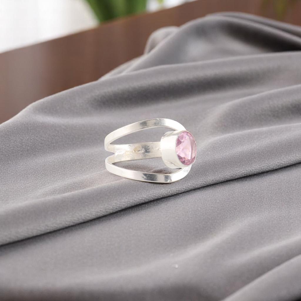 Morganite Gemstone 925 Sterling Silver Jewelry Handcrafted Ring For Wedding Gift RR-68-8