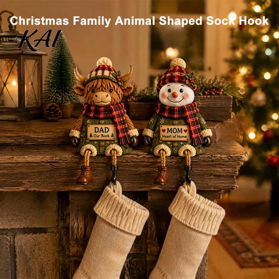Organizer Hook Christmas Stocking Holder, Mantel Resin Sitting Leg Hook, Unique Hanger Festive Character Ornament for Holiday Home Fireplace