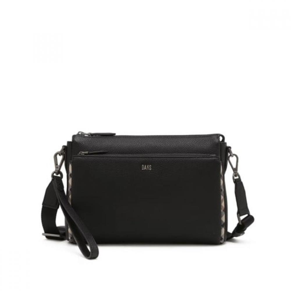 Daks Black Cowhide Crossbody Bag With Logo Decoration Dbba6f112bk