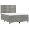 3143265 vidaXL Lit à sommier tapissier et matelas Gris clair 140x200cm Velours