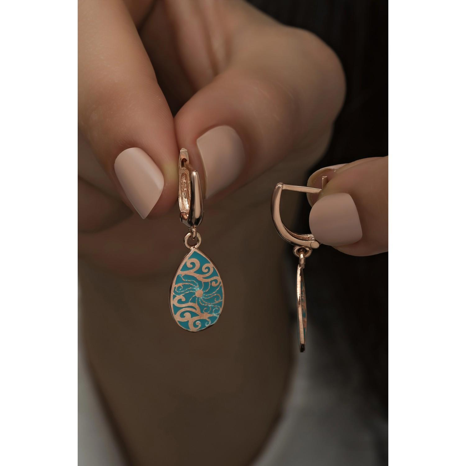 

Серьги с бирюзовой эмалью из стерлингового серебра 925 пробы