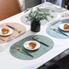 European-style oval leather double-sided embossed and carved placemats, suitable for multiple settings, waterproof, heat-resista