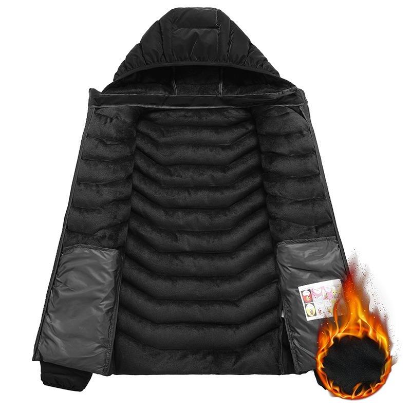 Light Comfortable and Versatile Jacket Cotton Clothing Men's Models Winter Slim Removable Cap Padded Thickened Hooded Jacket Men