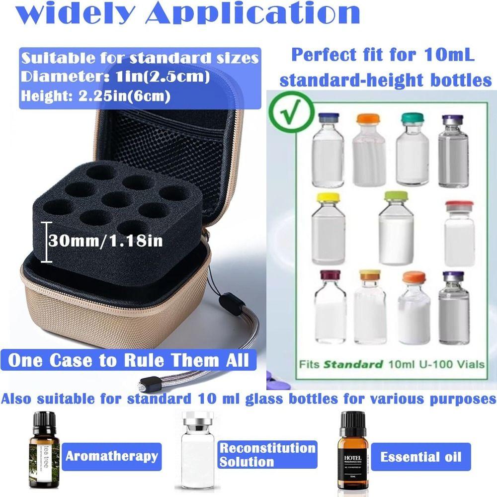 New Design with Hand Strap Insulin Storage Box Space-Saving Design EVA Protection Box 9 Slots Black Storage Container