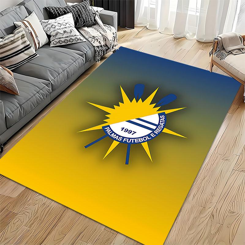 Yellow-Blue Palmas Logo Carpet suitable as a non-slip mat for the living room or bedroom sofa