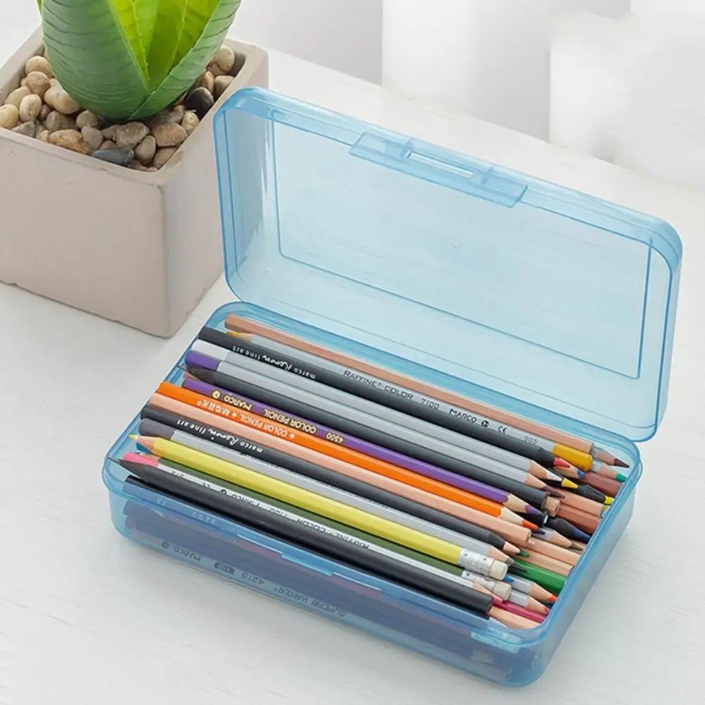 Candy Color Clear Pen Case Large Capacity Stationery Transparent Kid Pencil Box School Supplies Stationery