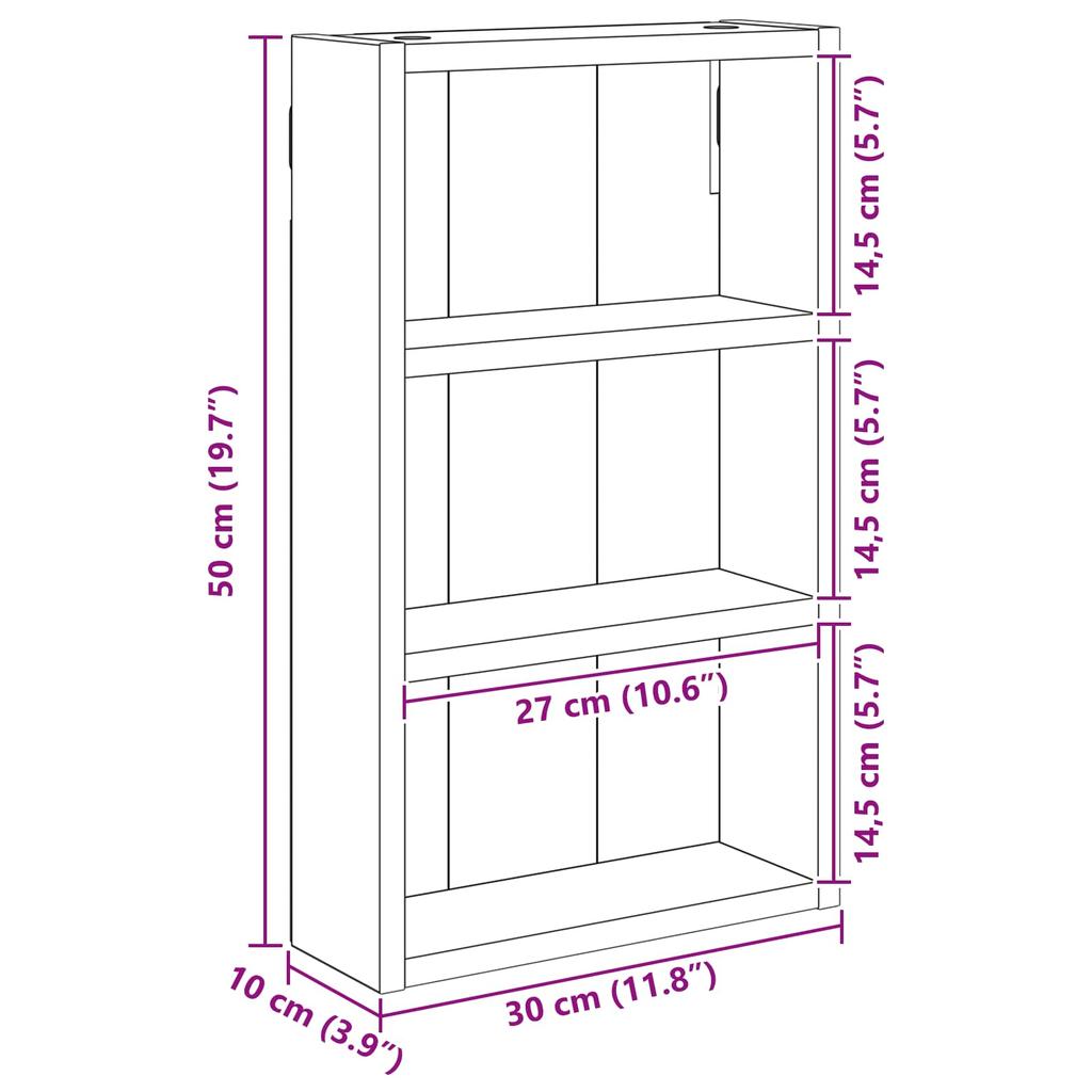 Wall Mounted Bathroom Cabinet with Shelf Sonoma Oak 30 x 10 x 50 cm