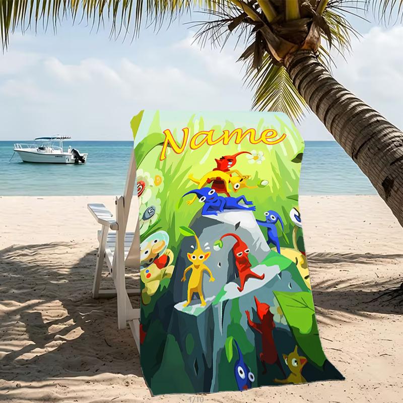 Customizable personalized beach towels Pikmin Pikmin themed designs.Suitable for the beach, yoga, sports;ideal as beach accessories
