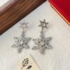 Exquisite Romantic Zircon Snowflake Tassel Dangle Earrings for Women Christmas Sweet Fashion Crystal Stud Earrings Jewelry Gifts