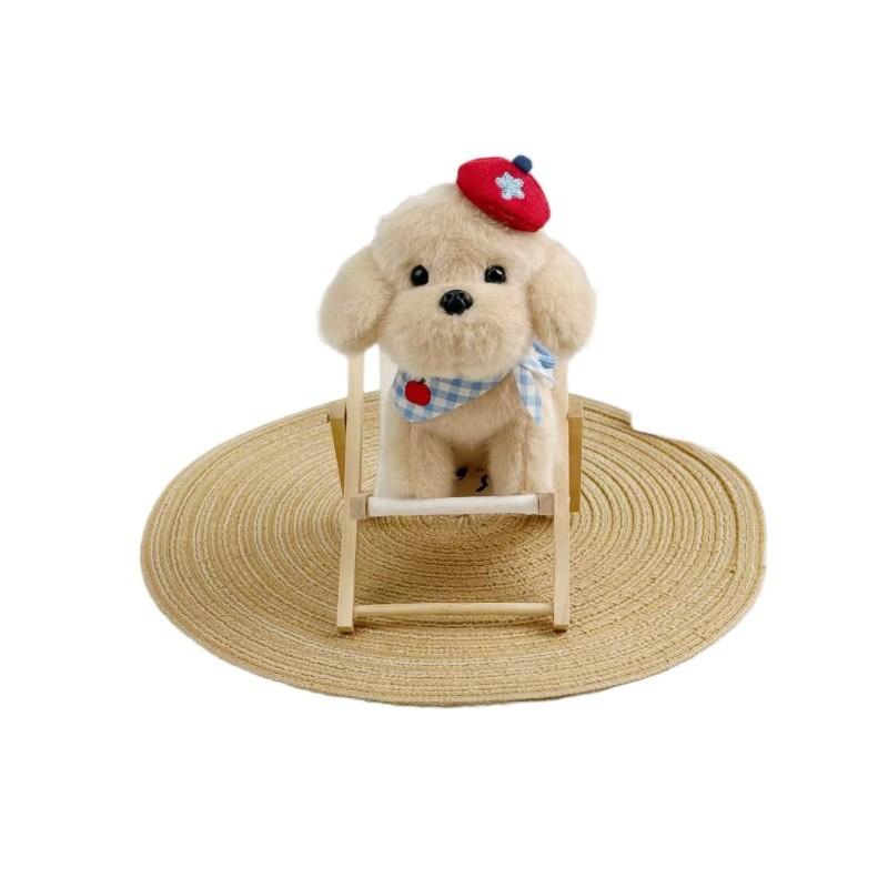 Cute Sitting Dog Plush Toy With Polyester Fiber For Gift And Decor