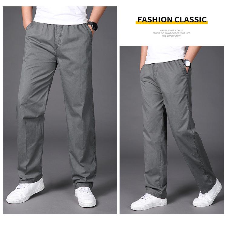 Men's Wide Leg Pure Cotton Workwear Pants - Breathable, Straight Leg Sweatpants for Spring and Autumn
