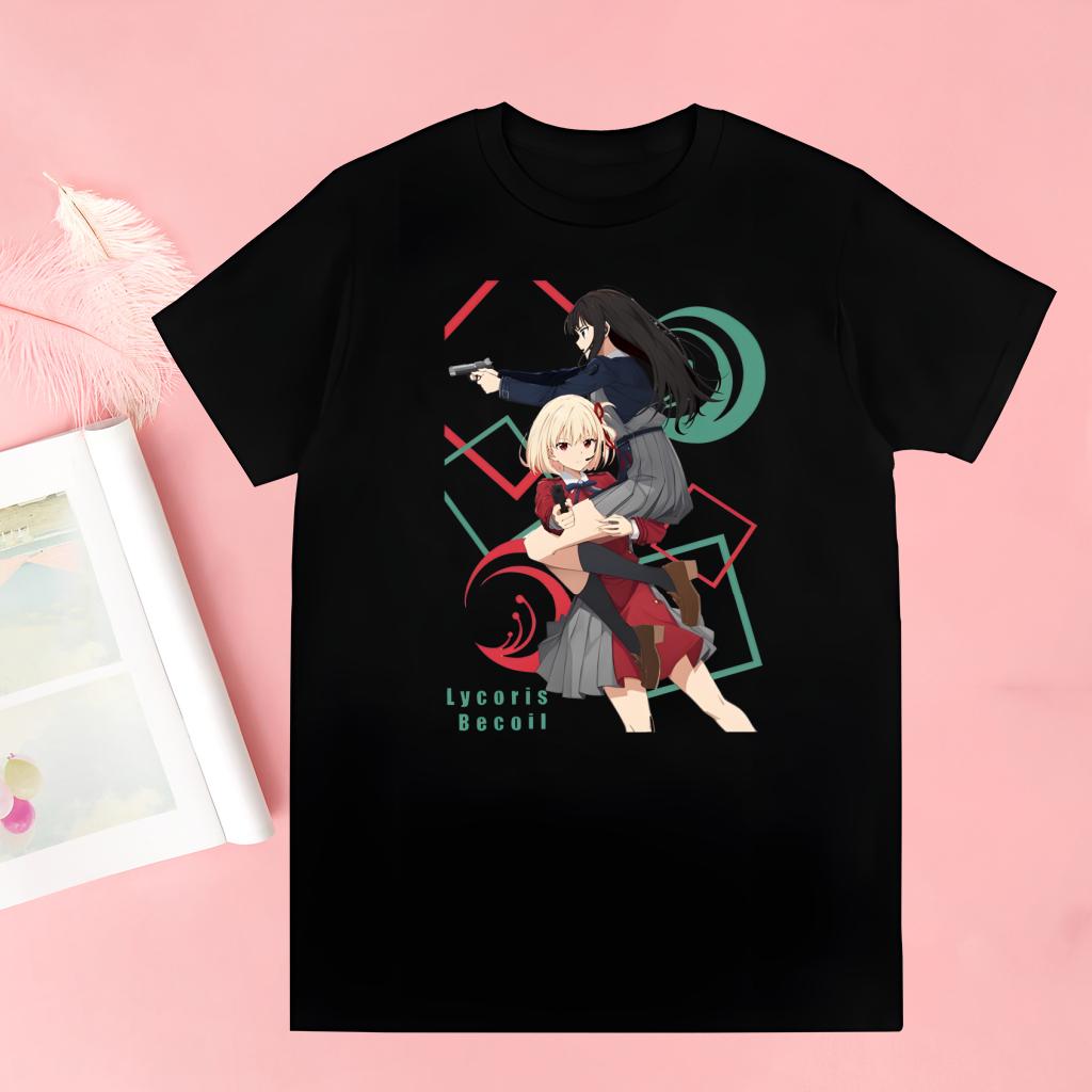 Lycoris Recoil Majima Chisato Nishikigi Takina Men Women T-shirt Tops Crew Neck Fitted Soft Anime Manga Tshirt Tee Shirt T-shirt