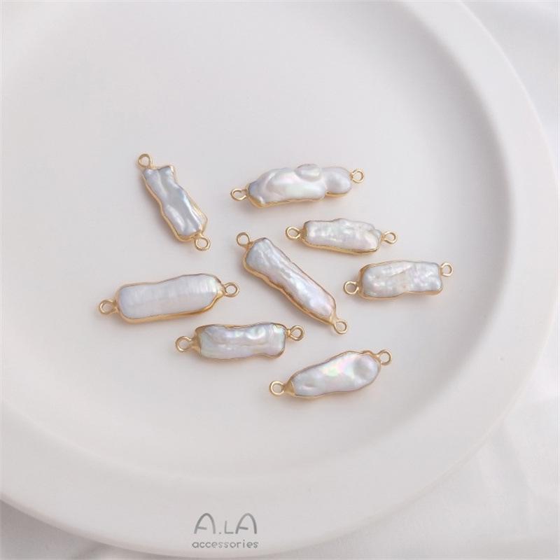 Natural Irregular Baroque Pearl Pendant: Double-Hole Square, Teardrop, Toothpick Bead for DIY