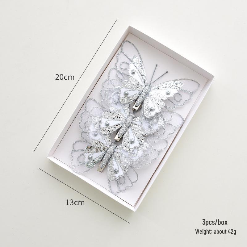 NUCHI Double-Layer Sequin Butterfly Hair Clip & Christmas Tree Ornament