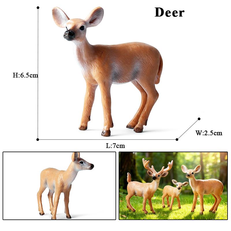 Oenux Forest Deer Animals Simulation Wild White-Tailed Elk Action Figures Moose Figurines Model Decoration Toy Kids Xmas Gift