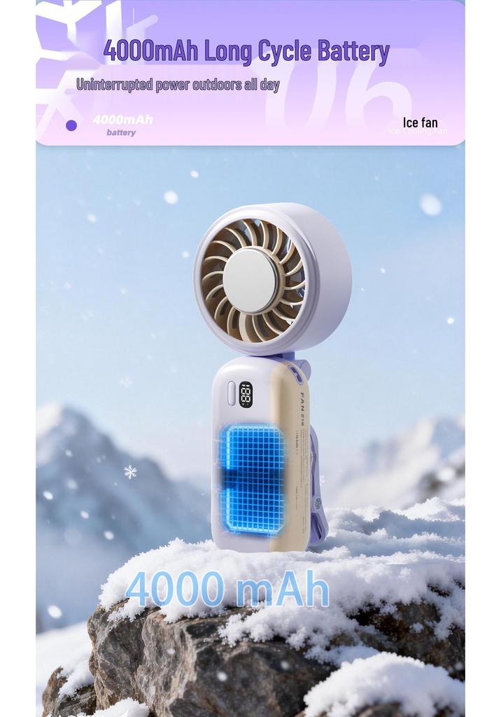 26-Year Handheld Portable Fan: Clip-On, Folding, Digital Display, Outdoor Cooling