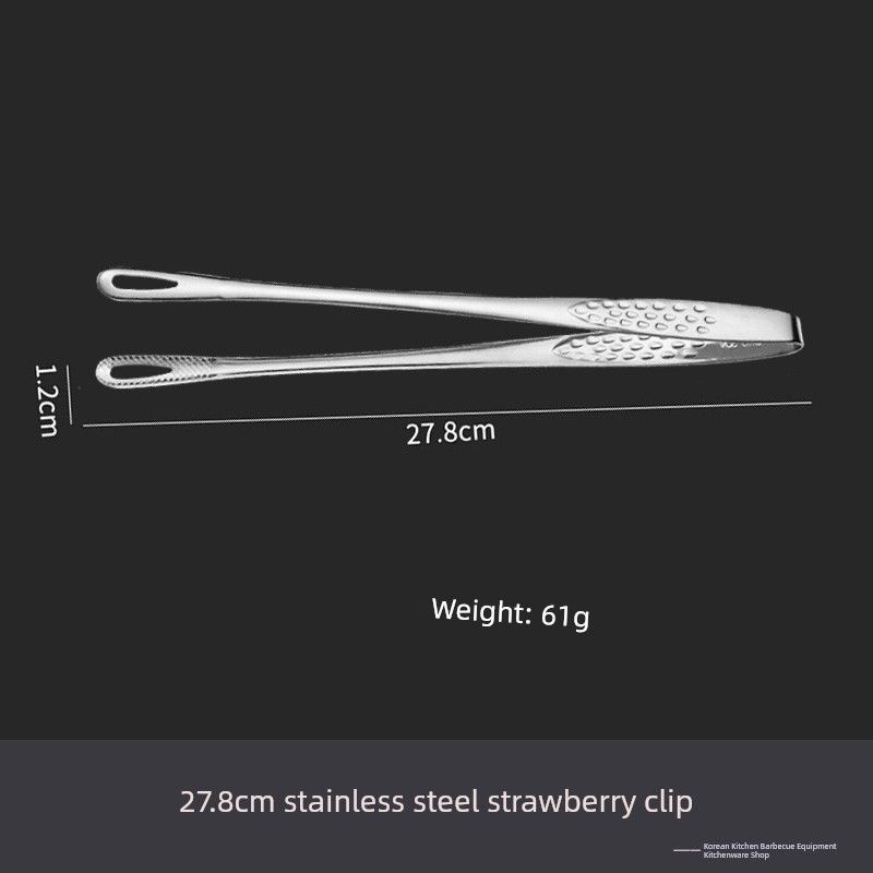 Korean Style Barbecue Clip 304 Stainless Steel Clip BBQ Clamp Roast Meat Shop Long Strawberry Clamp Barbecue Special Anti-Scalding Clip