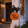 Black Cat Pumpkin Plaque Halloween Wooden Door Sign, And Plaque, Rustic Sign Farmhouse Wall Hanging Decor for Holiday Party Indoor Outdoor Art