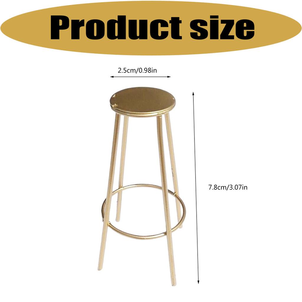 Small Metal Bistro Stool Miniature Furniture 1:12 Scale Doll House Furniture Scene Landscape Accessory Club Bar Decors