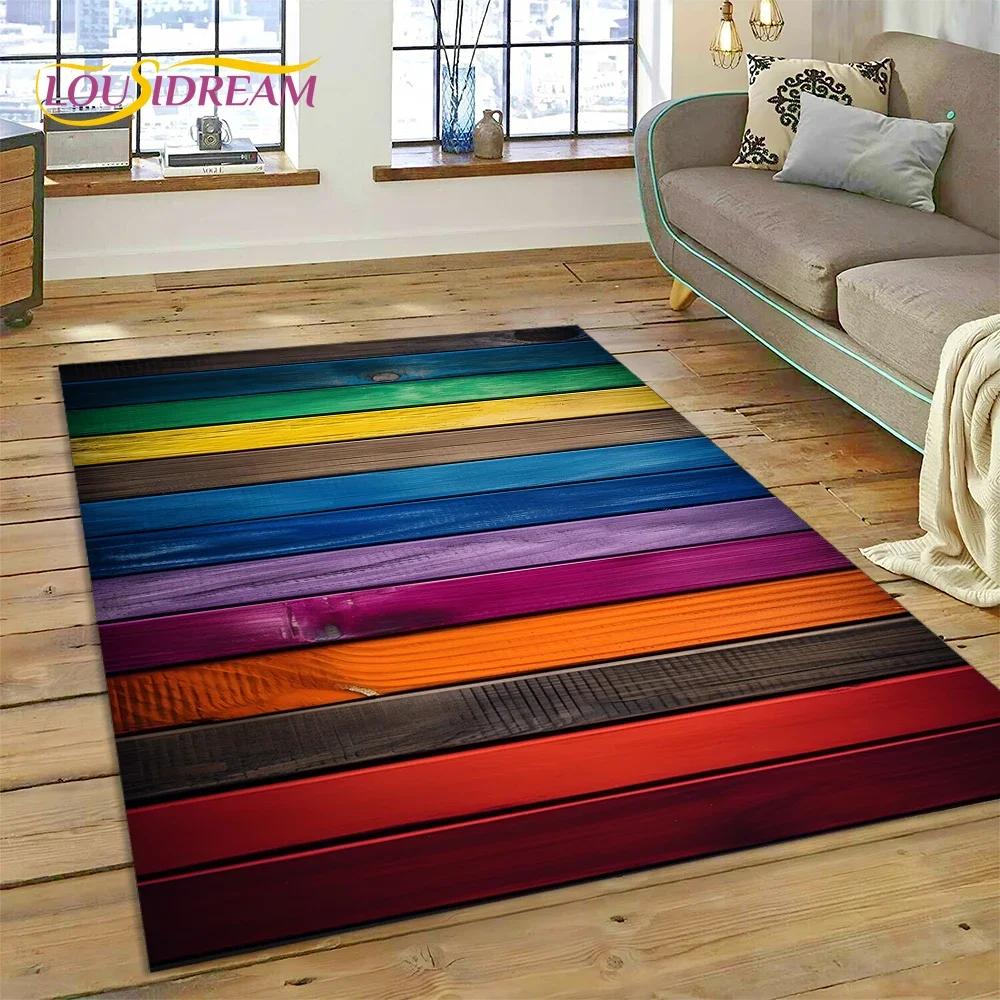 Colorful Wood Grain Timber Customized Carpet Rug for Bedroom Living Room Home Sofa Decoration,Child Game Large Decor Floor Mat