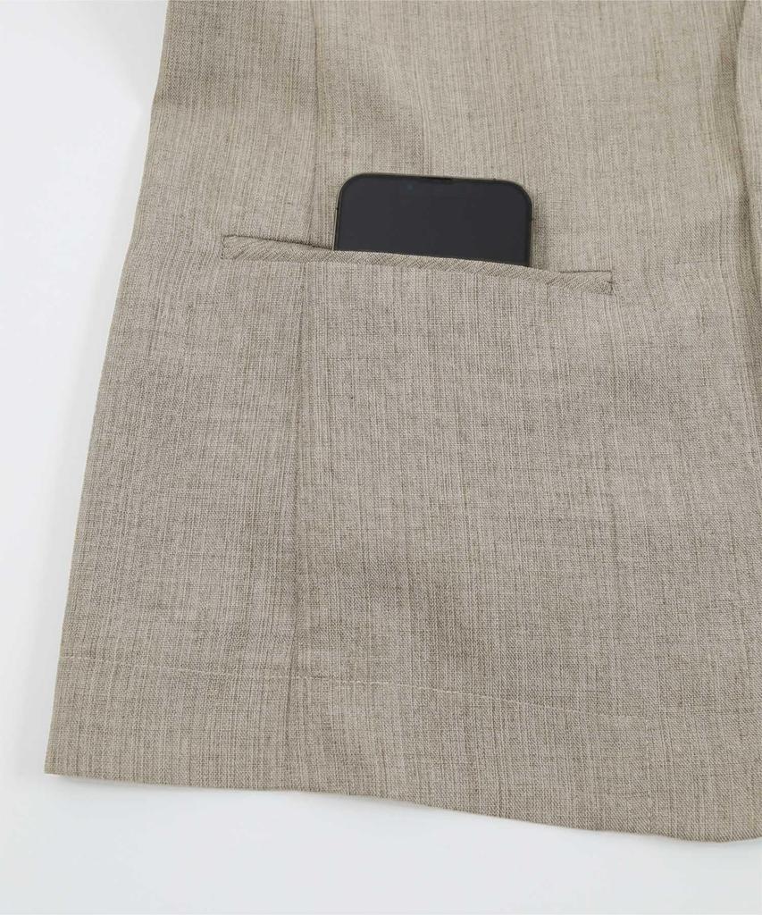 Ihre leinenähnliche kragenlose Jacke (BDXN1960), Damen, Hellbeige, Größe S