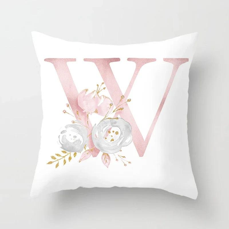 Sweet Pink Pillowcase Decoration 26 Letters Pillowcase Pillowcase Car Cushion Cover Home