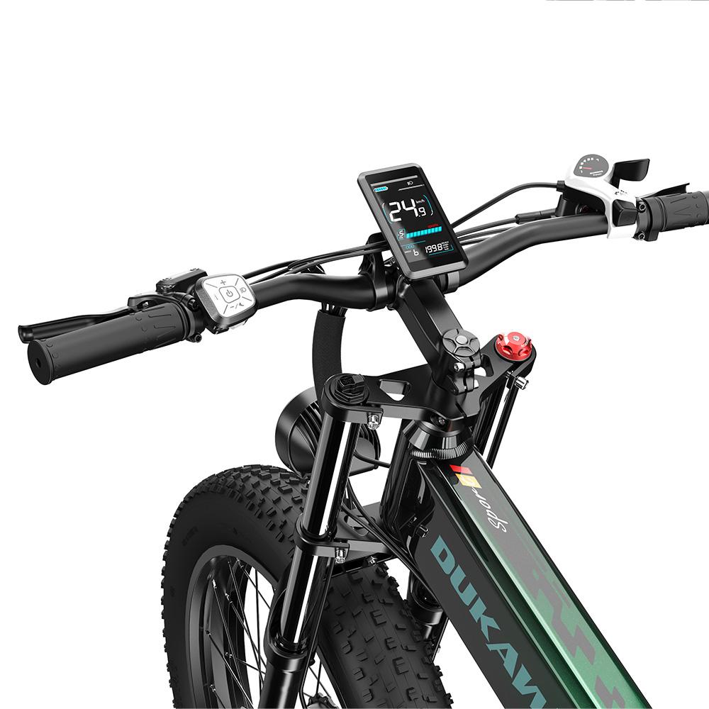 Electric Bicycle Foldable Dukawey 1000Wx2 Motor Full Suspension 48V 17.5AH 26" Fat Tire Ebike For Adult Color LCD Screen BST-6
