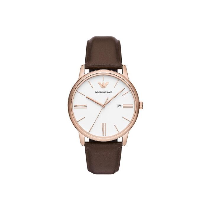 

Emporio Armani Watch Quartz Movement Leather Strap 42Mm White Dial 50M Water Resistant Men watches AR11572-CLG Regular Watch Box