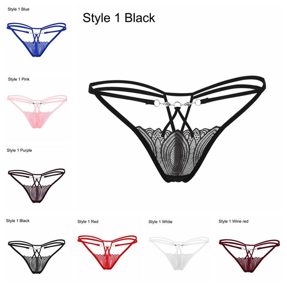 Fashion T-back Low Waist Briefs Women Erotic Lingerie Lace Flowers G-string Sexy Panties