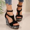 2025 Sommer Keilförmige Damen Dicksohlige Absätze Sandalen Offene Zehen Hohe Absätze Große Größe Bequeme Plateau Damenschuhe