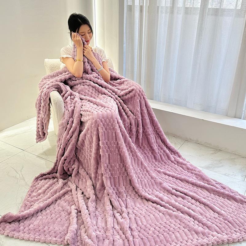 Four Seasons Thick Warm Fleece Blanket Lightweight Luxury Solid Color Multifunctional Rabbit Fleece Blanket Bedroom Room Blanke