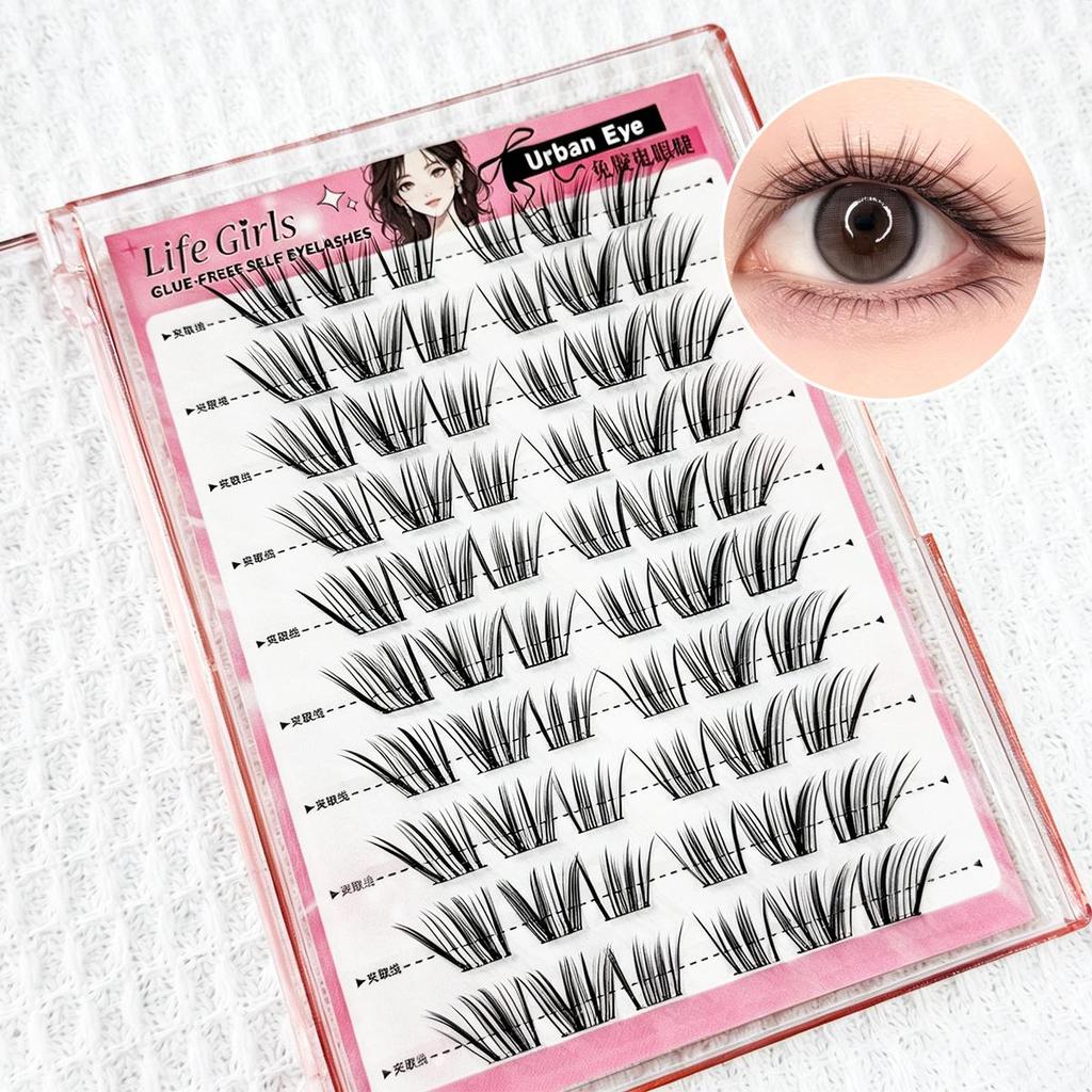 Milk Tea Planet glue-free false eyelashes, light female group, distinct roots, natural simulation, novice false eyelashes