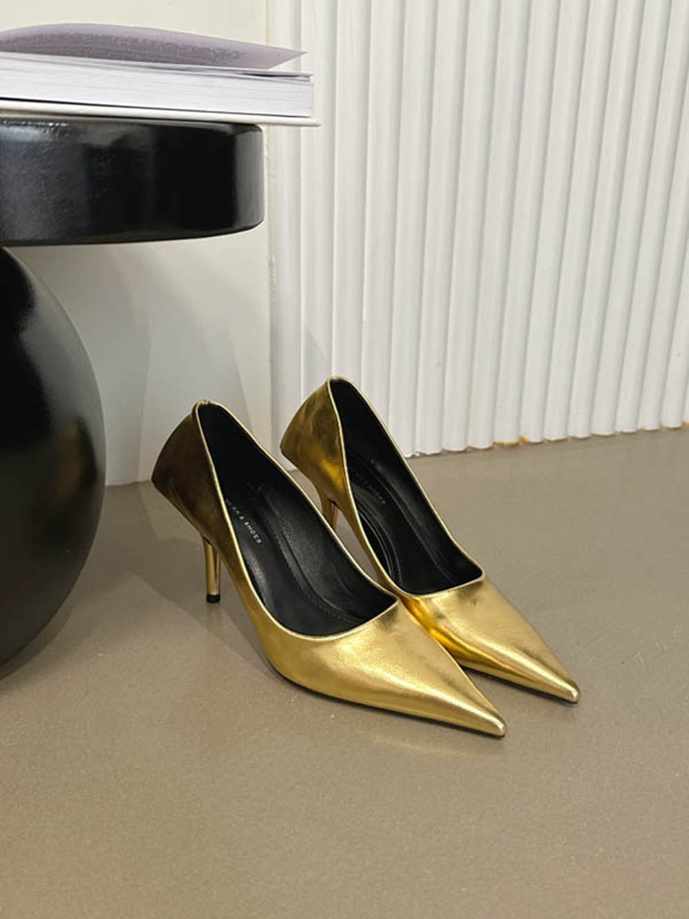 

мода Туфли-лодочки с острым носком женские неглубокие слипоны на тонком высоком каблуке сексуальные туфли для вечеринки 2024 новые поступления офисные туфли серебряные золотые белые бежевые 5.5 золотой