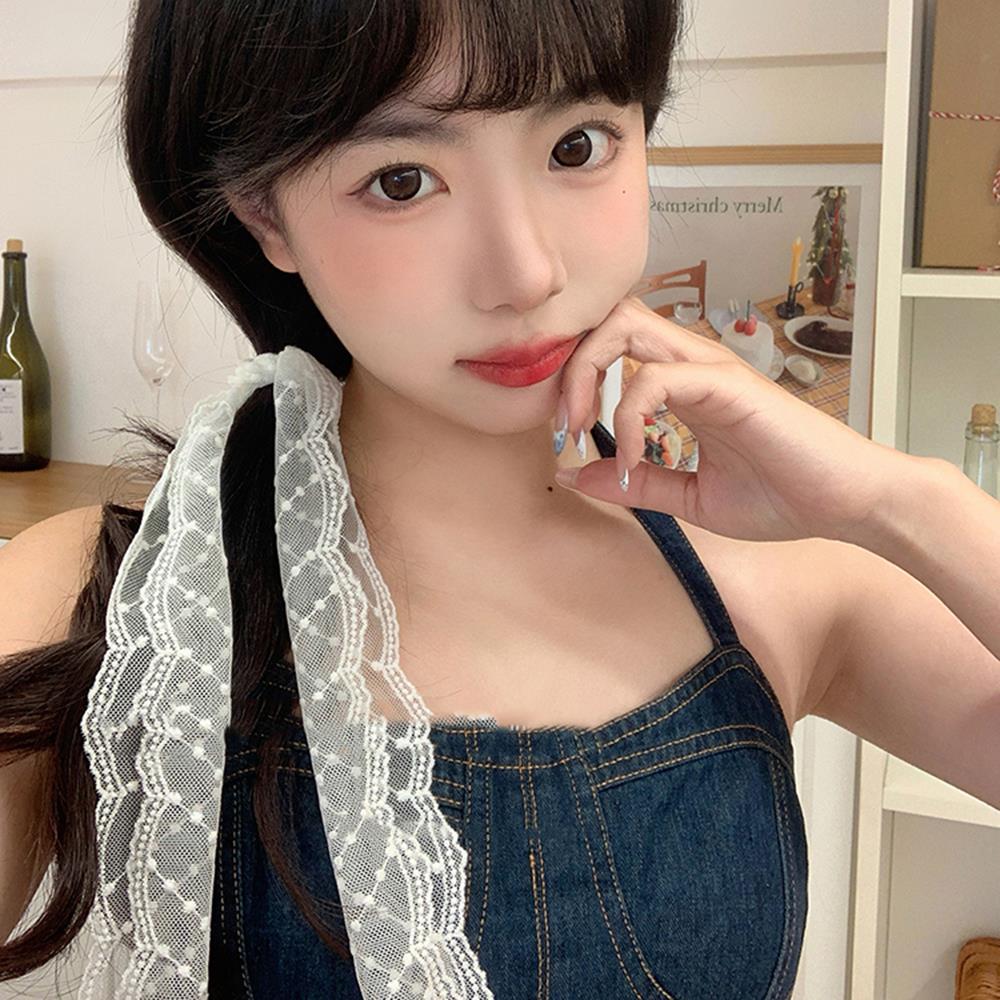 Girl's Ribbon Lace Bow Hair Rope Ballet Style Sweet Ponytail Holder Hair Scrunchies Lace Hair Scarf Wraps Fashion Lace Necklace