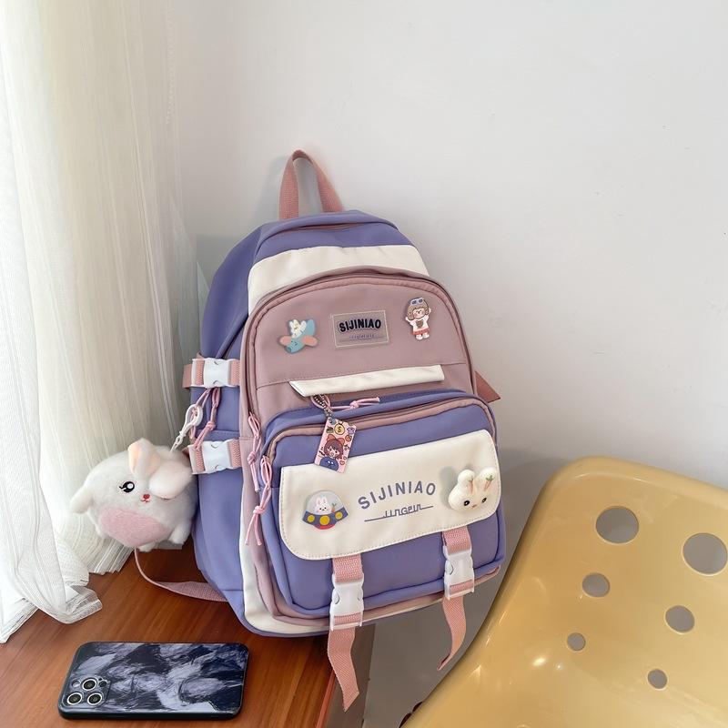 Fashion Female Harajuku Contrasting Colors Junior High School Backpack Fashion Student Backpack Student Schoolbag