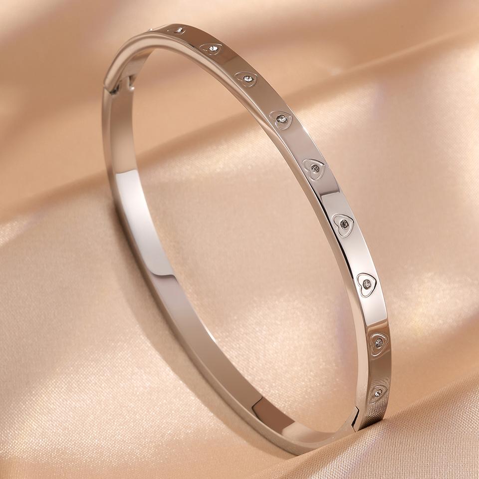 ZAKOL 5/1pcs Stainless Steel Bracelet With Shiny Zircon High-end Fashion Stacking Jewelry Birthday Party Gift for Women