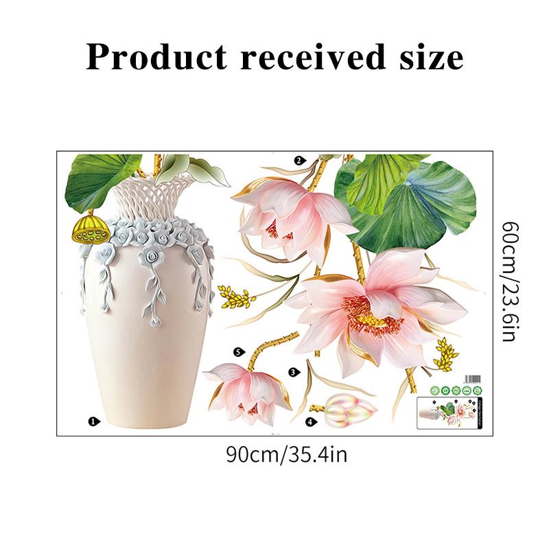 Lotus Leaf Vase Wall Stickers Aesthetic Home Decoration Removable Wallpaper Living Room Modern Art Mural Bedroom Creative Decals