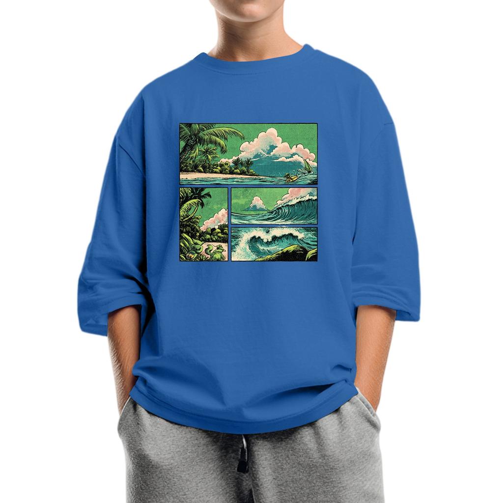 Children's Fashion Printed Round Neck Seven Sleeve Top Casual T-Shirt