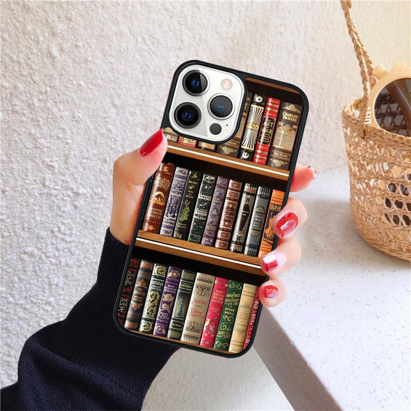 Vintage Book Library Book Shelf Phone Case for iPhone 17 Air 16 15 14 12 13 PLUS 11 PRO MAX Cover Fundas Shell