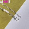 925 Sterling Silver 4mm Three Square Chain Bracelet Jewelry